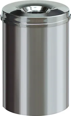 Produktbild von Selbstlöschender Papierkorb & Abfallsammler aus Edelstahl | 30 Liter, HxØ 47x33,5cm | Silber