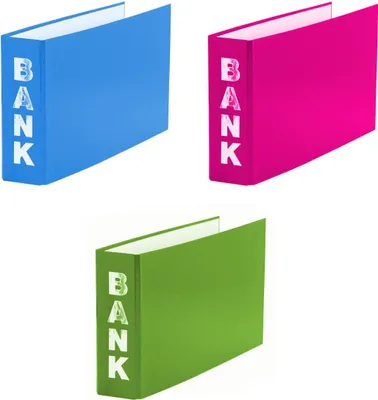 Produktbild von 3x Bankordner / 140x250mm / für Kontoauszüge / je 1x hellgrün, hellblau, pink