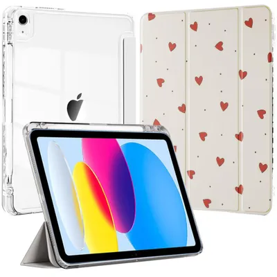 Image de Coque pour iPad A16 (11'') / iPad 10 2022 (10,9'' 10e Génération) Antichoc avec Porte-Stylet - Motif Cœur