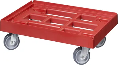 Produktbild von Transportroller für Kisten 60 x 40 cm mit vier Lenkrollen in Rot