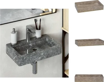 Immagine prodotto di vidaXL Lavabo a parete grigio 38x24x6,5 cm in marmo - Lavabo da bagno