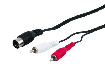 Immagine prodotto di Goobay 50014 Adattatore cavo audio, da spina DIN a spina RCA stereo, 1,5 m - spina DIN 180° (5 pin) > 2x spina RCA (audio sinistra/destra)