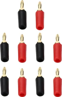 Produktbild von 5 Sätze 2,5 mm Bananenstecker Messing vergoldet Löten männlich Lautsprecheranschluss rot und schwarz