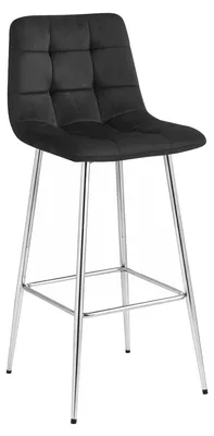 Image de Tabouret Arceto en velours noir avec pieds chromés