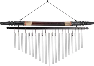 Produktbild von Aluminium Klangspiel, Windspiel mit Bambus - Variante 10, Silber-Farben, Aluminium,Bambus, 25*49*3 cm, Windspiele & Klangspiele