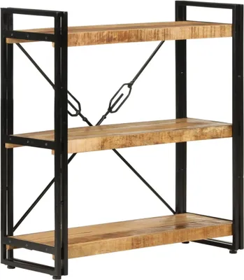 Obrázok produktu pre Knižnica s 3 policami 77x30x80 cm mangovníkový masív a železo