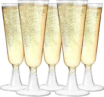 Produktbild von Famanu Champagnergläser 50 Stück - Wiederverwendbare Kunststoffgläser 150ml