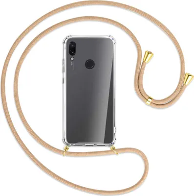 Produktbild von Handykette Backcover-Schutzhülle mit Band (Metall goldfarben) für Xiaomi Redmi Note 7 (Pro) - beige