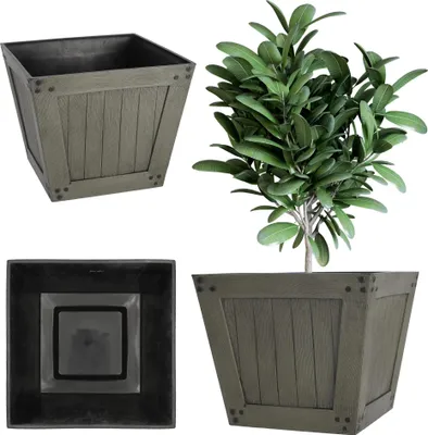 Image de Pot de fleurs - Cache-pot - Pour balcon et terrasse - Gris foncé