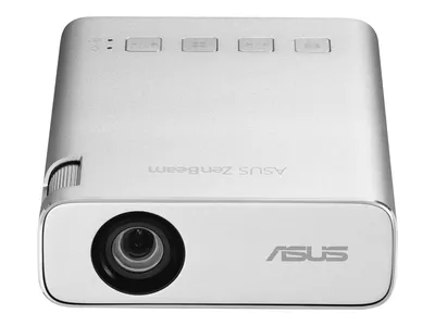 Produktbild von ASUS ZenBeam E1R Videoprojektor, DLP-LED, 30.000 Stunden Lebensdauer, WVGA 854 × 480, bis zu FHD 1920 × 1080, 200 Lumen, Kontrastverhältnis 500:1, WLAN-Dongle im Lieferumfang enthalten, Silber