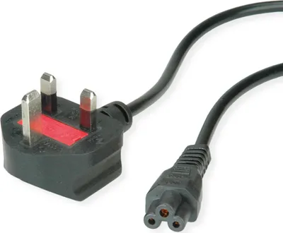 Produktbild von VALUE UK Netzkabel, 3pol. Notebook-Buchse, 3A, schwarz, 1,8 m