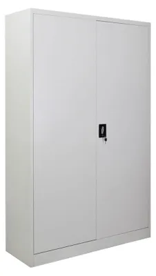 Produktbild von Flügeltürenschrank ELEPHANT mit 2 Türen, abschließbar | HxBxT 180x120x40cm | 4 Ebenen | Stahl mit Pulverbeschichtung | Lichtgrau | Spind Aktenschrank Metallschrank Werkstattschrank Mehrzweckschrank