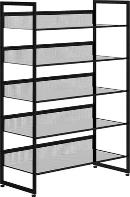 Produktbild von kleines Schuhregal Schuhablage Schuhständer hoch schmal, 5 Regale, 72 cm x 30 cm x 102 cm, Schwarz
