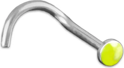 Produktbild von viva-adorno 0,8mm Nasenstecker Nasenpiercing gebogen Kopf farbig emailliert Chirurgenstahl 316L Emaille verschiedene Farben Z466,neon gelb