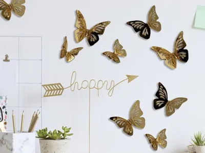 Produktbild von Sticker Schmetterlinge Gold Metall 3D