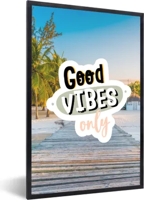 Produktbild von MuchoWow® Gerahmtes Poster Sommer - Zitat - Strand 60x90 cm - Poster mit Schwarzem Bilderrahmen Wandposter Rahmen Foto Bilder - Kunst
