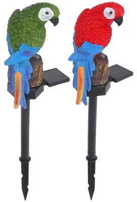 2 Papageien-Solar-Gartenstecker, Vogel-Solarleuchte, Außenlampe