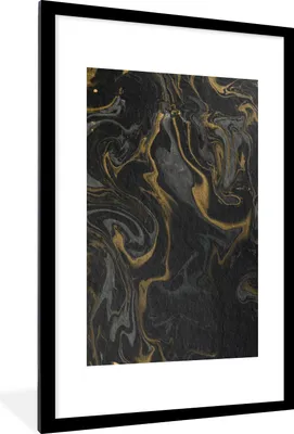 Produktbild von MuchoWow® Gerahmtes Poster Marmor - Textur - Grau - Gold - Marmoroptik - Luxus 60x90 cm - Poster mit Schwarzem Bilderrahmen Wandposter Rahmen Foto Bilder - Dekoration - Wandposter Wohnzimmer - Hochwertig