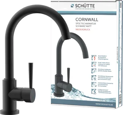 Produktbild von SCHÜTTE Umývadlová batéria Okrúhly výtok CORNWALL Nízkotlaková čierna