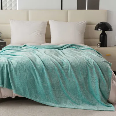 Produktbild von Mikroplüschdecke mit Muster BREEZE, mintgrün Maße: 160 x 200 cm