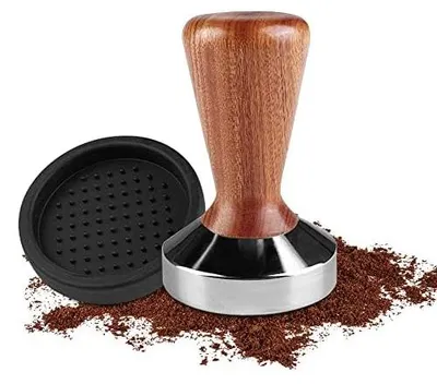 Kaffeestamper-Set, Espresso-Tamper 51 mm, Edelstahl, inkl. Tampermatte