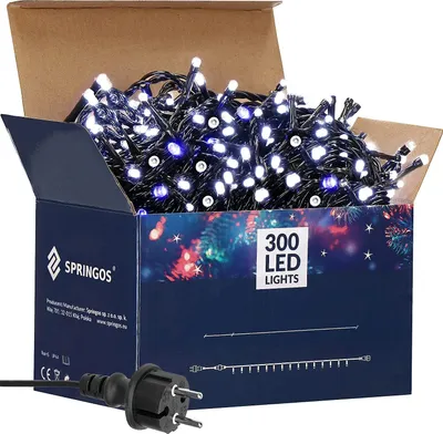 Produktbild von SPRINGOS LED-Lichterkette 25,5 m Kaltweiß Flash Effekt 300 LEDs Innen Außen Weihnachtsbeleuchtung IP44 Lichtergirlande