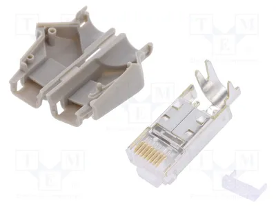 Productafbeelding van 1x RJ45-connector, type TM21P, pinconfiguratie: 8, categorie: Cat5e, afgeschermd, met bescherming, 6,6mm. Artikelnummer: TM21P-88P(04) R