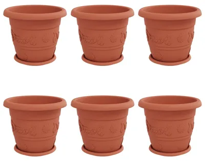 Productafbeelding van vidaXL Bloempotten, 6 stuks, terracotta, Ø 34 x 28 cm, kunststof