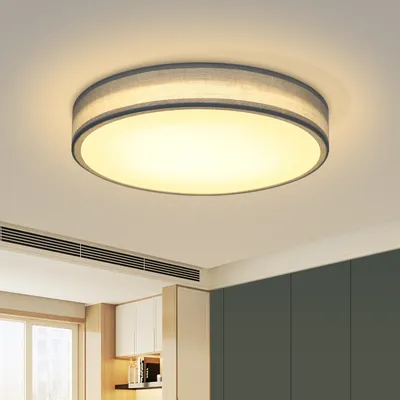 Zdjęcie produktu dla ZMH Lampa Sufitowa Led Lampa Sufitowa Salon - Okrągła Tkaninowa Lampa Sypialniana 12W 3000K Ciepła Biała Lampa Salonowa z Tkaninowym Kloszem Zielona Sypialnia