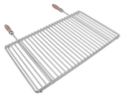 Immagine prodotto di DEOS Griglia regolabile per barbecue in acciaio inox 60–70 × 37 cm con manici in legno