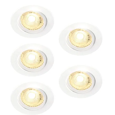 Image de 5 X Nordlux LED Spot Encastré Octans Blanc Rond Schenkbar 4,8W GU10 Blanc Chaud