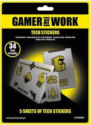 Produktbild von 34 Aufkleber Set mit technischem Gamer-Design für Laptops, Konsolen und andere Geräte