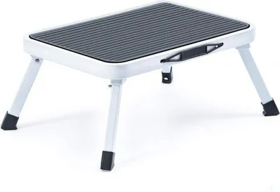Productafbeelding van Stalen opklapbare trap met antislip oppervlak, draagvermogen 150 kg, wit