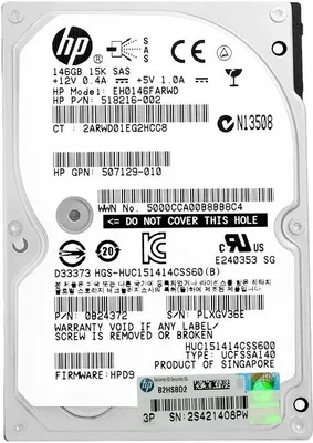 Produktbild von Festplatte HP EH0146FARWD 146Gb 15 000 Rpm Sas II 2.5'' Zoll 518216-002