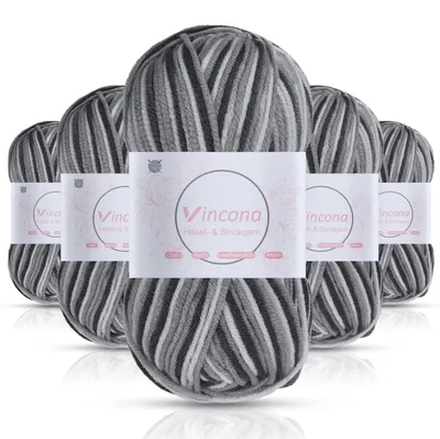 Obrázok produktu pre Priadza na háčkovanie, farebná škála, 5 x 50 g, akryl, viacfarebná, odporúčaná hrúbka háčika: 4-6 mm