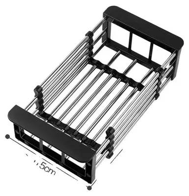 Produktbild von Abtropfgestell, verstellbare Größe, langlebiger Edelstahl, S-Schwarz