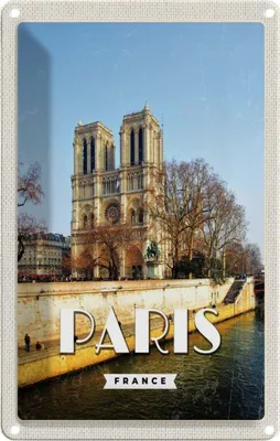 Produktbild von vianmo Blechschild 30x20 cm Paris Frankreich Notre-Dame Abenteuer Reisen Urlaub