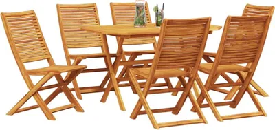 Image de vidaXL Ensemble de jardin 7 pcs brun bois massif acacia