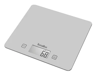 Produktbild von Elektronische Küchenwaage, Glaswägeplatte, Tara-Funktion, Umrechnung von Flüssigkeitsmaßen, hochpräzise, Tragkraft 5 kg, Teilung 1 g, Silber