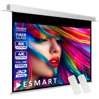 Produktbild von ESMART Expert CSX Deckeneinbau-Leinwand 280 x 210 cm (133") 4:3 | Infrarot Fernbedienung | Trigger-Steuerung | Vollmaskierung | Heimkino elektrische Beamer Motor Projektion LCD LED