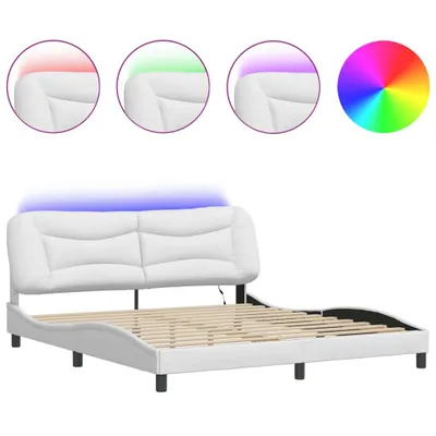 Produktbild von Bettgestell mit LED ohne Matratze "Hvar" Schwarz und Weiß 180x200 cm