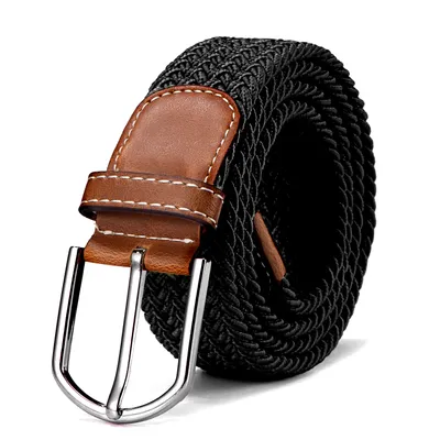Produktbild von Stoffgürtel Stretchgürtel geflochten und elastisch Gürtel Länge 100 cm bis 130 cm schwarz