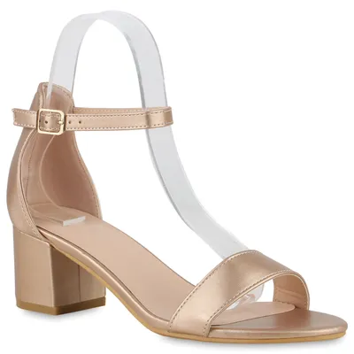 Produktbild von VAN HILL Damen Klassische Sandaletten Blockabsatz Schuhe 840130, Farbe: Rose Gold, Größe: 37