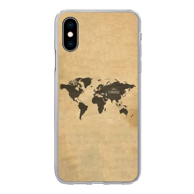 Produktbild von MuchoWow® Handyhülle Schutzhülle Hülle für iPhone X Weltkarte - Vintage - Erforschen Silikon Softcase Handy Hülle - Handyhülle