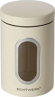 Produktbild von Echtwerk stilvolle Vorratsdosen Single-Creme, zur Aufbewahrung von Mehl/Zucker/Müsli/Tee, Metalldose mit Luftdichtem Deckel und großem Sichtfenster, Fassungsvermögen 1, 4L