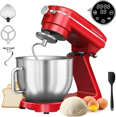 Produktbild von Chefree Knetmaschine Profi Küchenmaschine,7L Schüssel mit 3 Rührwerkzeuge, 1800W,LED-Touchscreen,10 Stufen,Knethaken Rühr- &