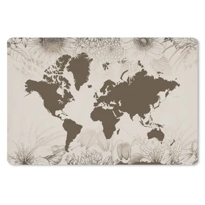 Produktbild von MuchoWow® Mauspad Mousepad Weltkarte - Vintage - Blumen 27x18 cm - Mousepads - Maus Mat - Pad - Mausunterlage - Büroartikel - Desk Matten