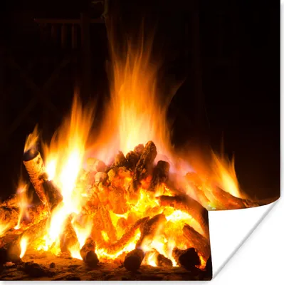 Produktbild von MuchoWow® Poster Kamin vor schwarzem Hintergrund 75x75 cm - Wand Dekoration