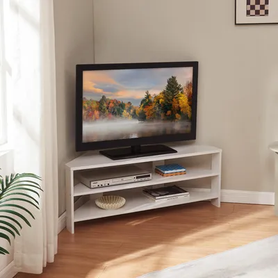 Zdjęcie produktu dla Stolik pod TV 'Berg' ścięty 110 x 36 x 42 cm Biały