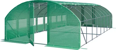 Immagine prodotto di Serra Tunnel TOOLPORT con porta a battente, 4x8m telo in PE 180g/m² verde trasparente